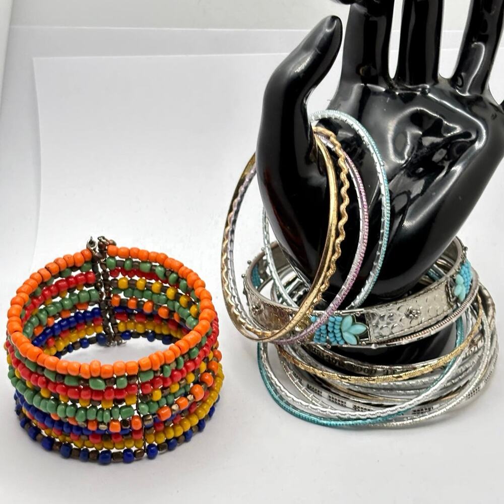 Y2K Silver & Orange Bracelet Bundle